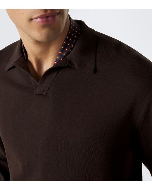 Rubinacci Black Cotton Polo Sweater for men