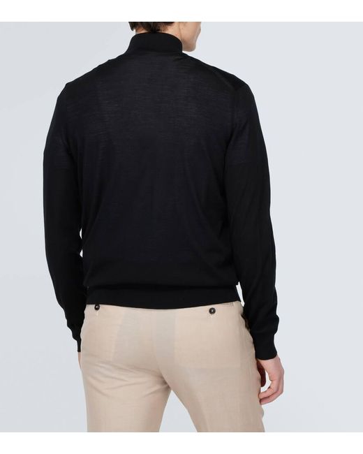 Pullover in lana con zip di Zegna in Black da Uomo