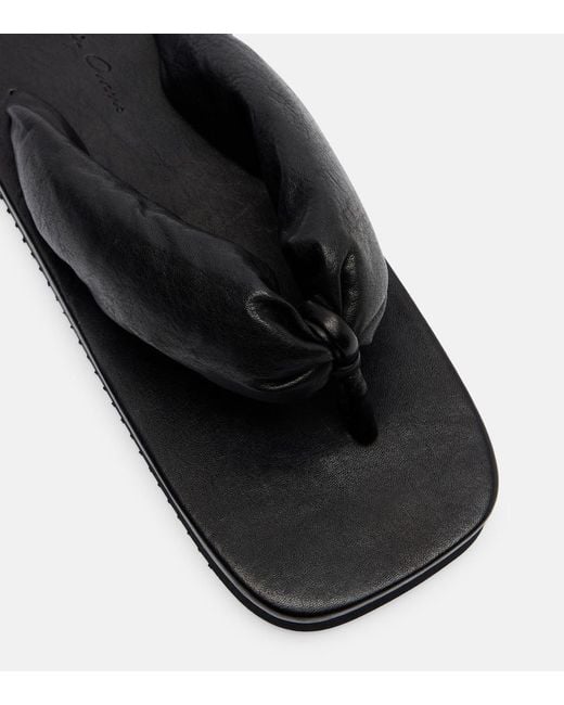 Rick Owens Black Leather Platform Thong Sandals