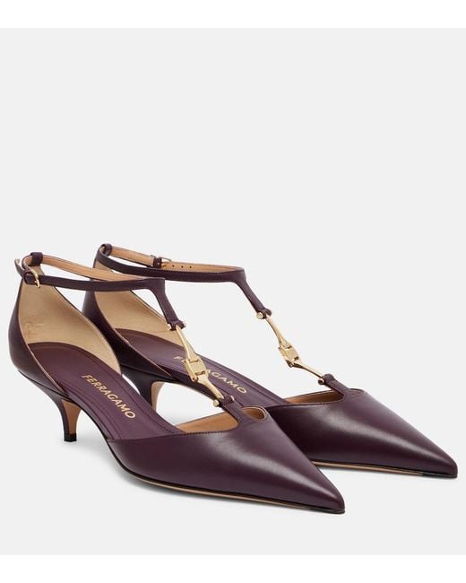 Ferragamo Brown Traci 40 Leather Pumps