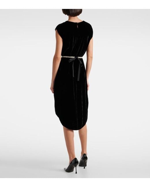Velvet Black Midi Dress