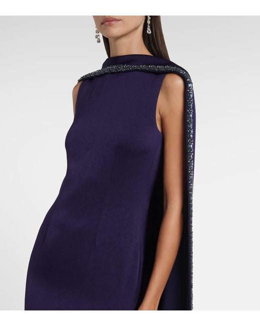 Roland Mouret Blue Verzierte Robe Aus Crepe
