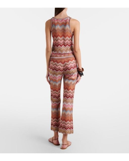 Missoni Red Zigzag High-Rise Cropped Slim Pants