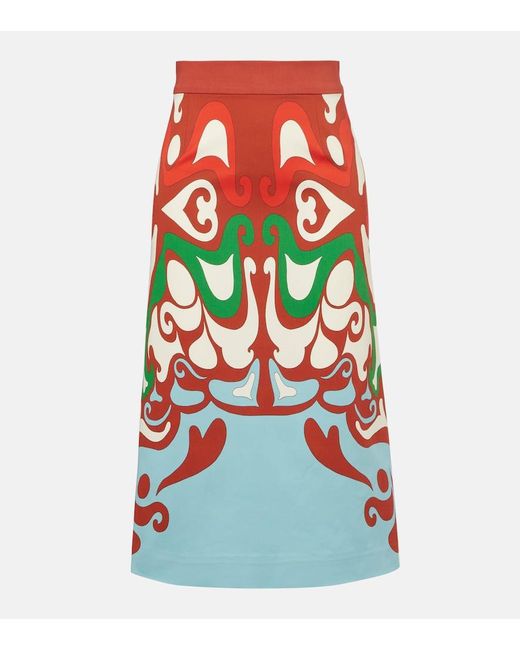 Falda Midi Baia En Mezcla De Algodon LaDoubleJ de color Red
