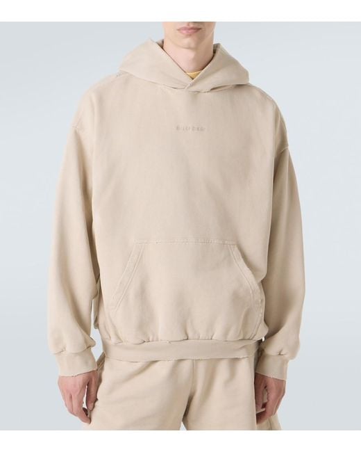 Balenciaga Natural Logo Cotton Fleece Hoodie for men