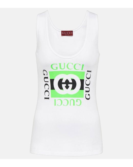Top en coton a logo Gucci en coloris White