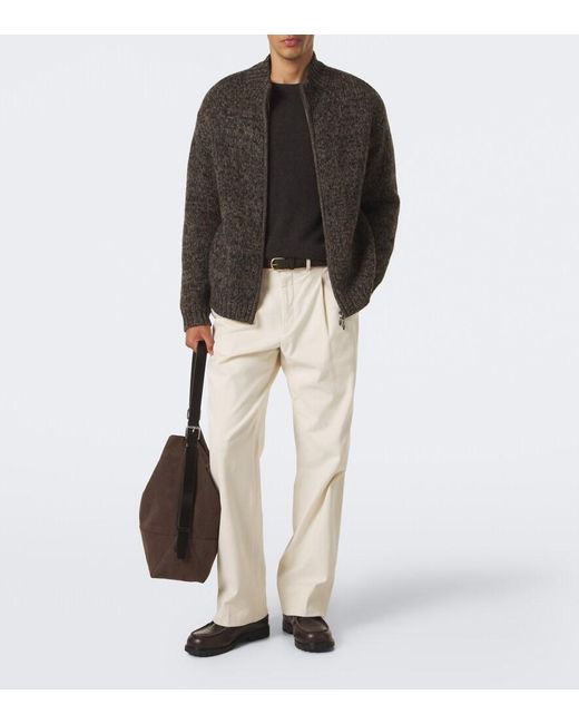 LeKasha Gray Lamdu Cashmere Zip-Up Cardigan for men