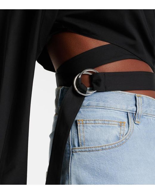 Alaïa Black Cropped Cotton Poplin Shirt