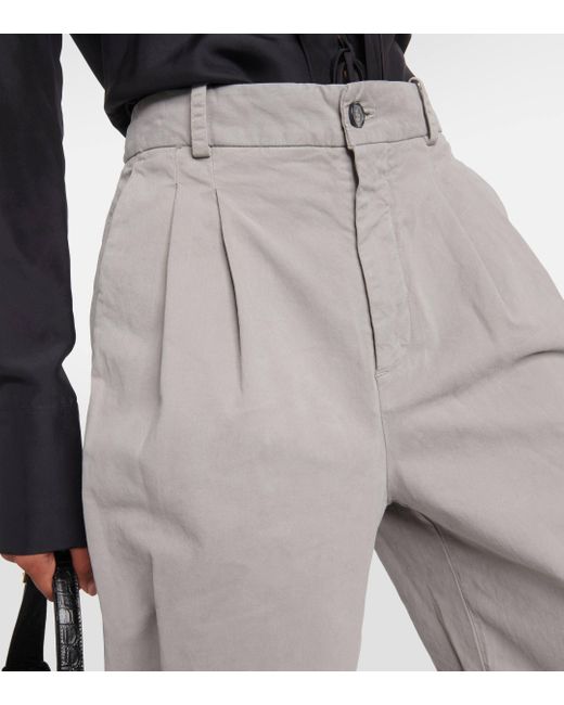 Nili Lotan Gray Flavie Cotton-blend Wide-leg Pants