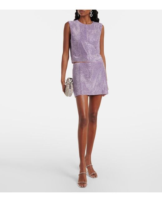 Self-Portrait Purple Metal Mesh Top