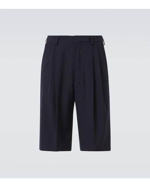 Dries Van Noten Blue High-Rise Wool Shorts for men