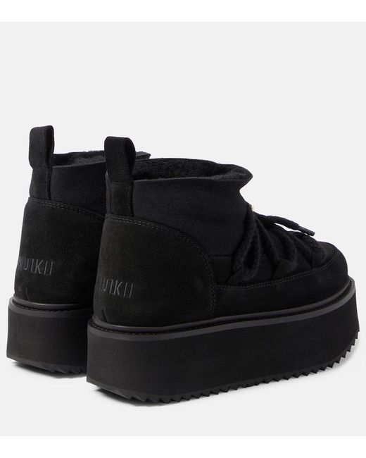 Inuikii Black Shearling-trimmed Leather Ankle Boots