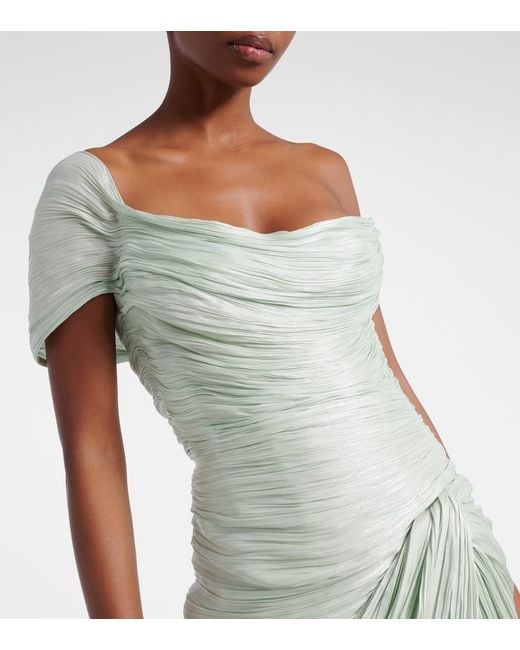 Marmar Halim Green Off-Shoulder-Robe