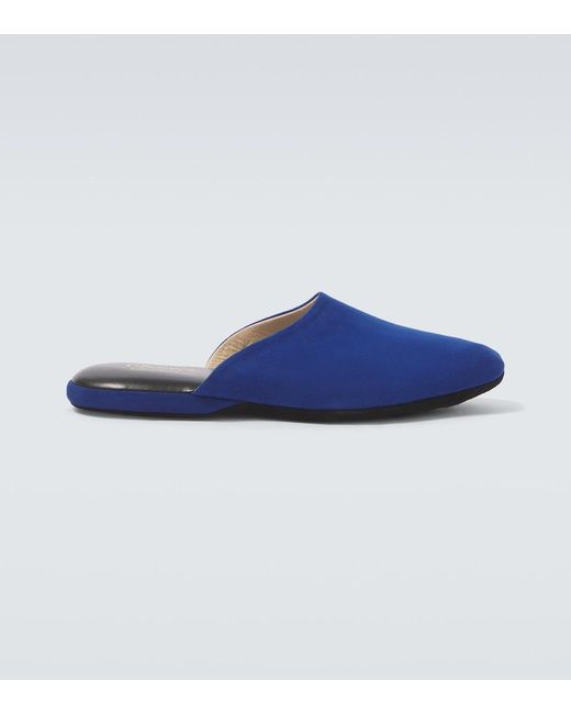 Charvet Blue Suede Slippers for men