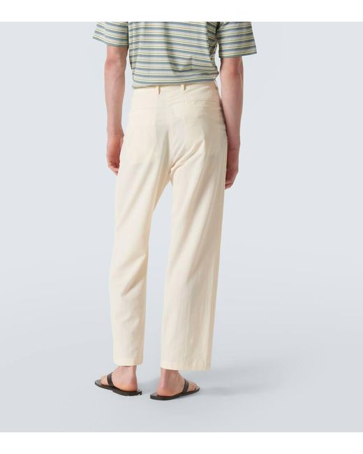 Pantaloni Hard Twist in cotone e seta di Auralee in Natural da Uomo