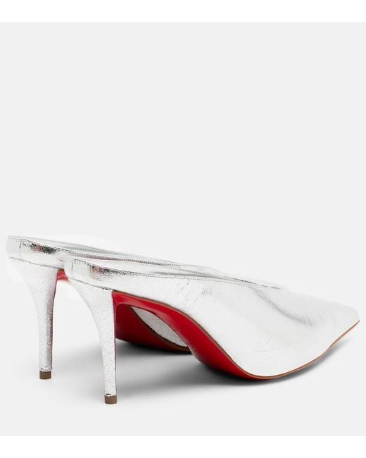 Christian Louboutin White Miss Z Slimimule Leather Heeled Mules 80