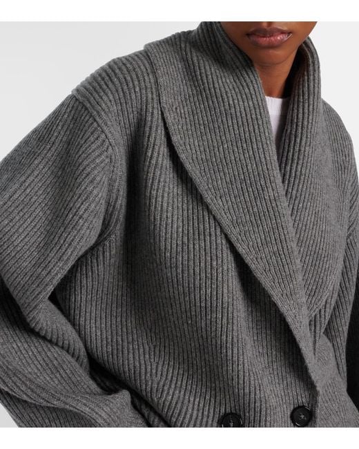 Totême Gray Wool-Blend Cardigan