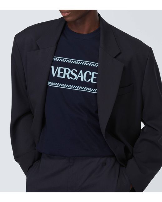 T-shirt en coton a logo Versace pour homme en coloris Blue