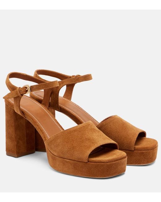 Staud Brown Jodie 105 Suede Platform Sandals