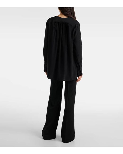 Victoria Beckham Black Schluppenbluse Aus Seide