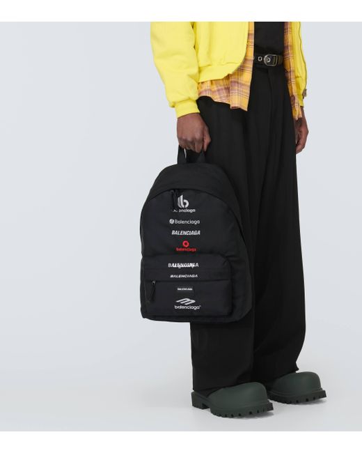 Balenciaga Black Explorer Logo Backpack for men