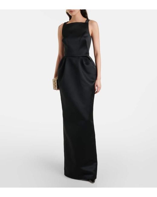 Safiyaa Black Bestickte Robe Trecchi Aus Duchesse-Satin
