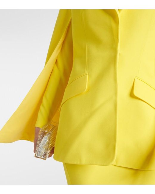 Safiyaa Yellow Hadley Caped Crepe Blazer