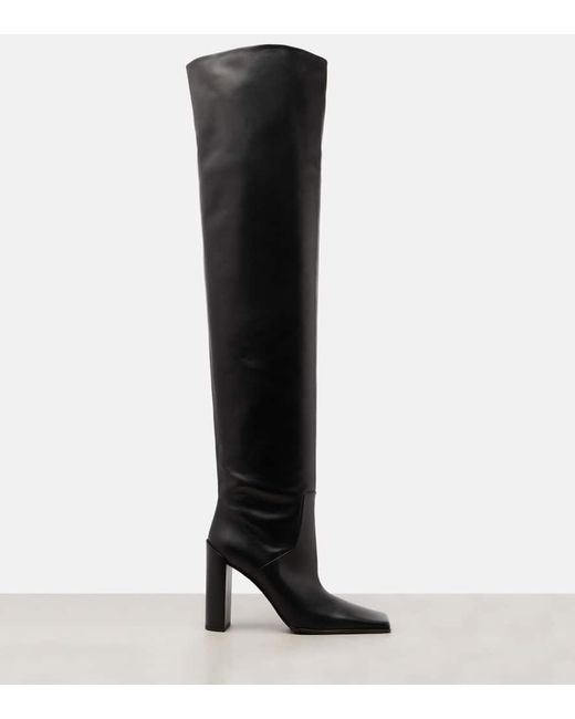 Alaïa Black Overknee-Stiefel Aus Leder