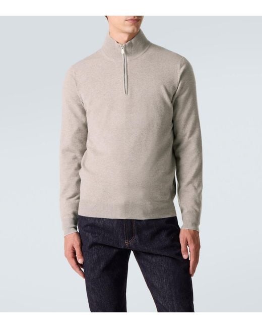 Pullover Con Mezza Zip di Brunello Cucinelli in Gray da Uomo