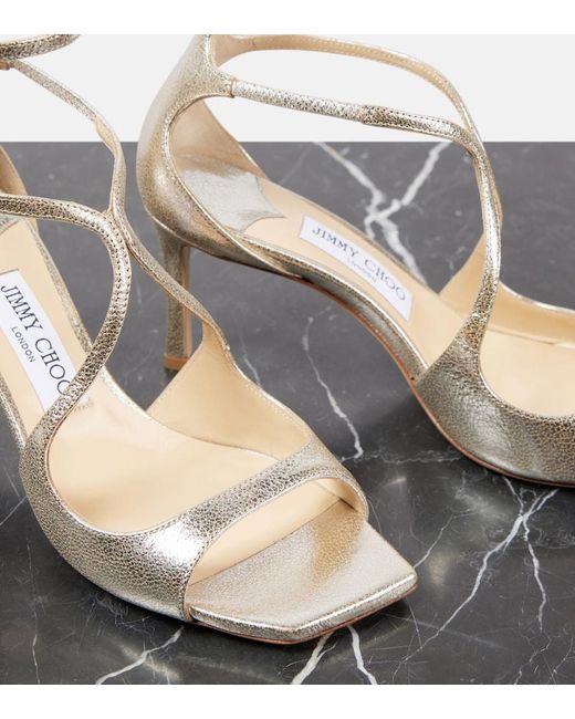 Jimmy Choo Metallic Azie 75 Glitter Leather Sandals