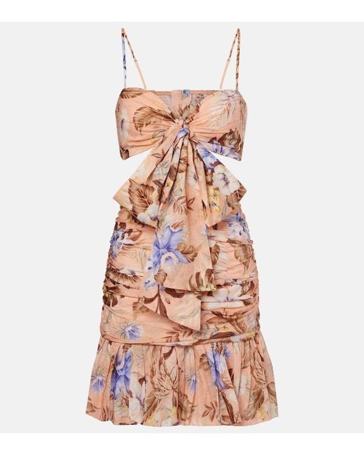 Zimmermann Pink Coco Bow Front Mini Dress