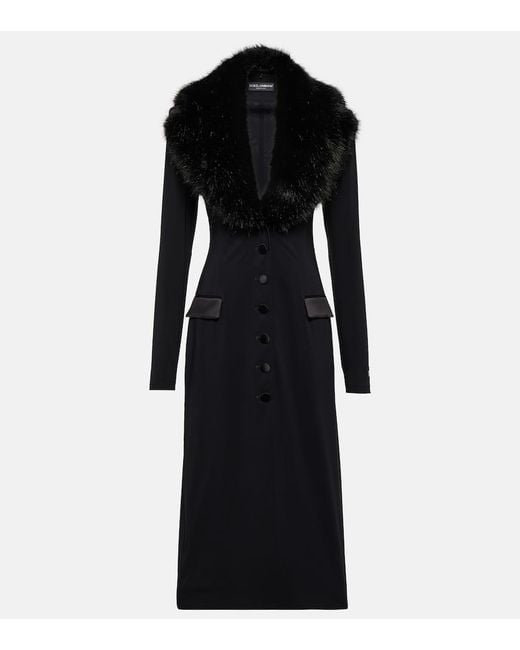 Abrigo de georgette de seda Dolce & Gabbana de color Black