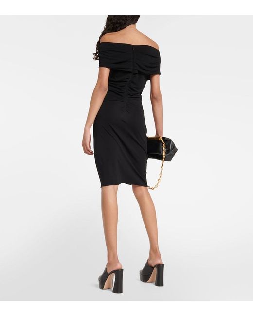 Diane von Furstenberg Black Off-Shoulder Jersey Minidress