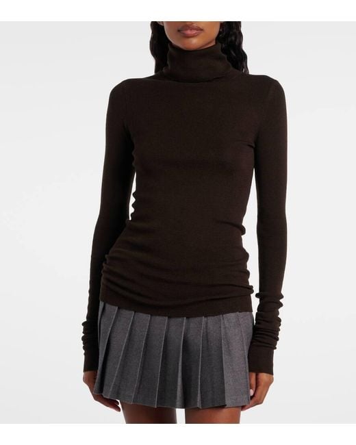 Frankie Shop Black Utica Thin Wool And Silk Turtleneck Sweater