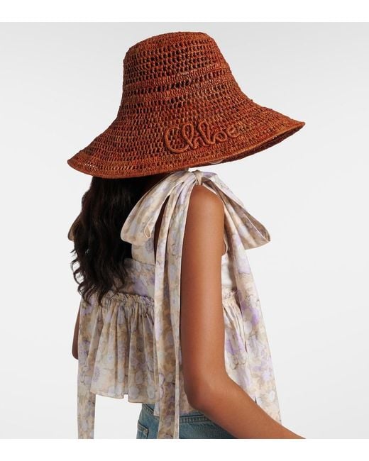 Chloé Brown Raffia Sun Hat