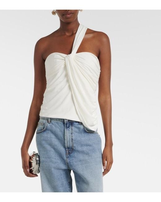 Jonathan Simkhai White Draped Jersey Top