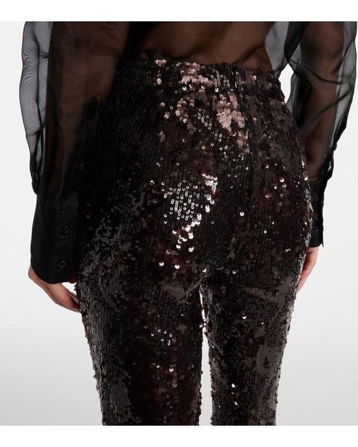 Veronica Beard Black Collier Sequined Flared Pants