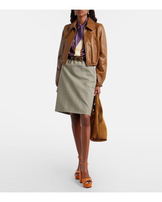 Gucci Brown Leather Bomber Jacket