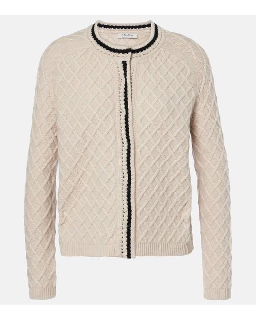Cardigan Baviera De Lana Y Cachemir Max Mara de color Natural