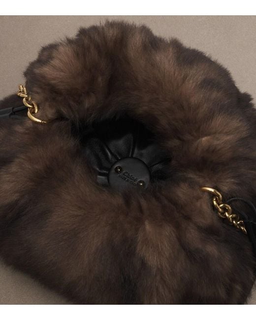 Chloé Black Plisse Shearling Shoulder Bag