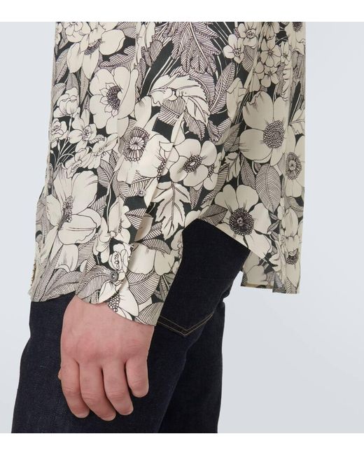Camicia con stampa floreale di Tom Ford in White da Uomo