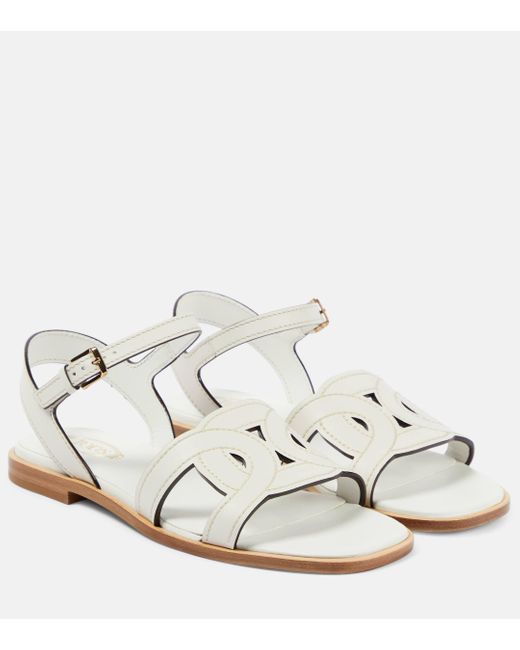Tod's White Catena Leather Sandals