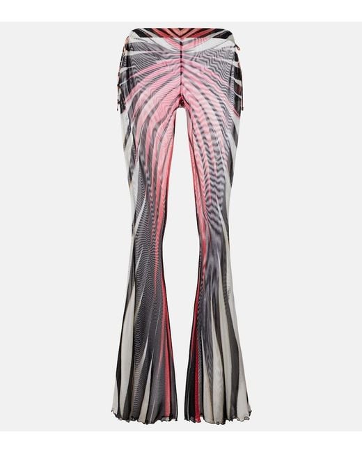 Roberto Cavalli Blue Printed Sheer Flared Pants