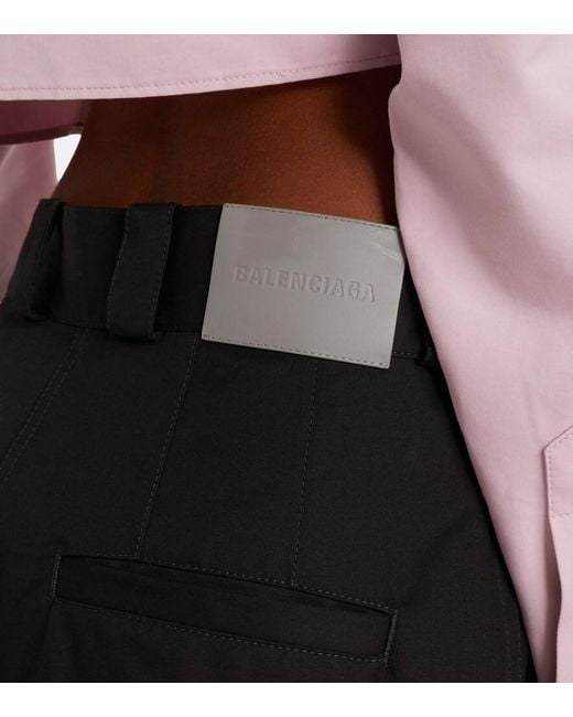 Balenciaga Black Cotton Twill Wide-Leg Pants