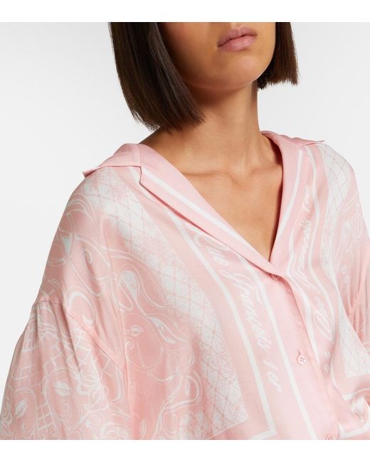 Balmain Pink Printed Twill Pajama Shirt