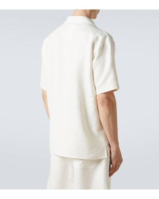 Camisa Bowling En Mezcla De Lino Gucci de hombre de color White