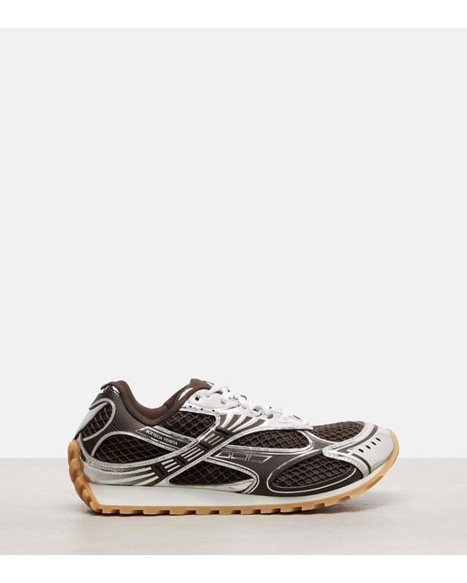 Bottega Veneta Brown Orbit Leather-Trimmed Sneakers