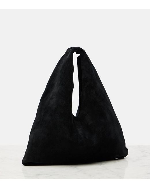 The Row Black Bindle Small Suede Tote Bag