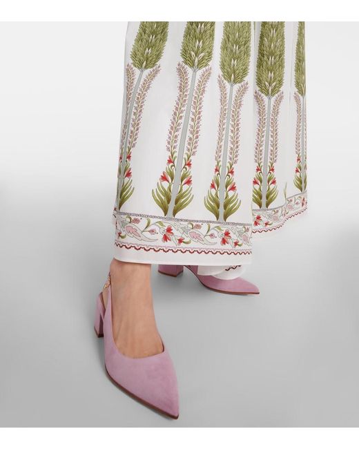 Gianvito Rossi Pink Piper 45 Suede Slingback Pumps