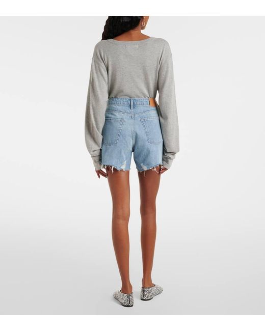 Shorts Di Jeans Distressed Monroe di 7 For All Mankind in Blue